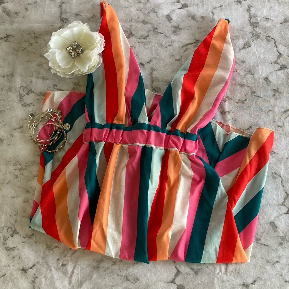 Vertical stripped flowy dress